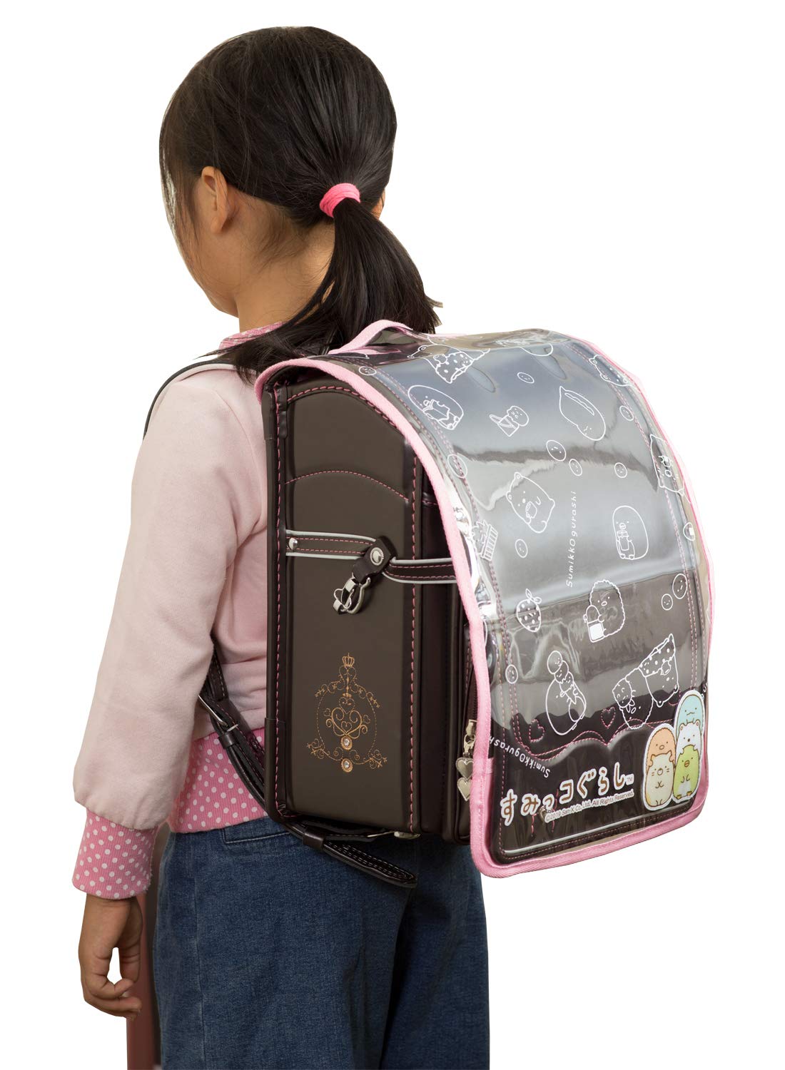 Amazon.co.jp: ヒラ商 ランドセルカバー 透明×ピンク 55cm×28.5cm すみ